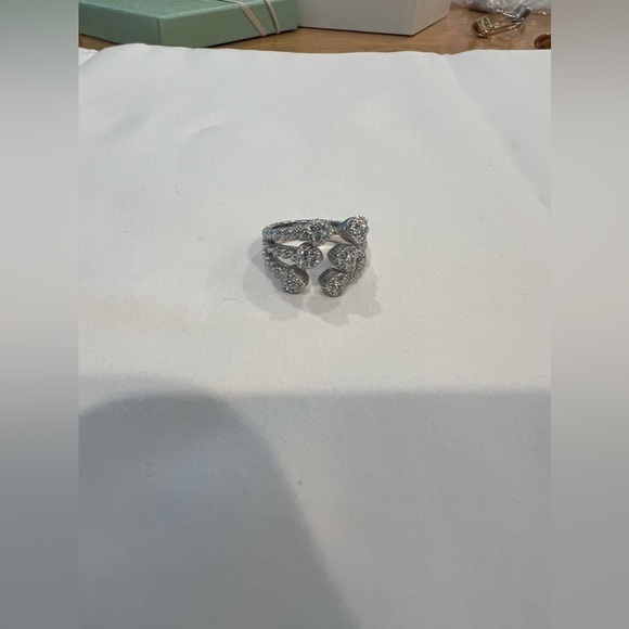 Judith Ripka Rhodium Over Sterling Silver Bypass Heart Romance Ring - Picture 9 of 14